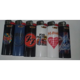 6pc SET ROCK BAND ROYALTY BIC LIGHTERS nirvana  foo fighters def leapord