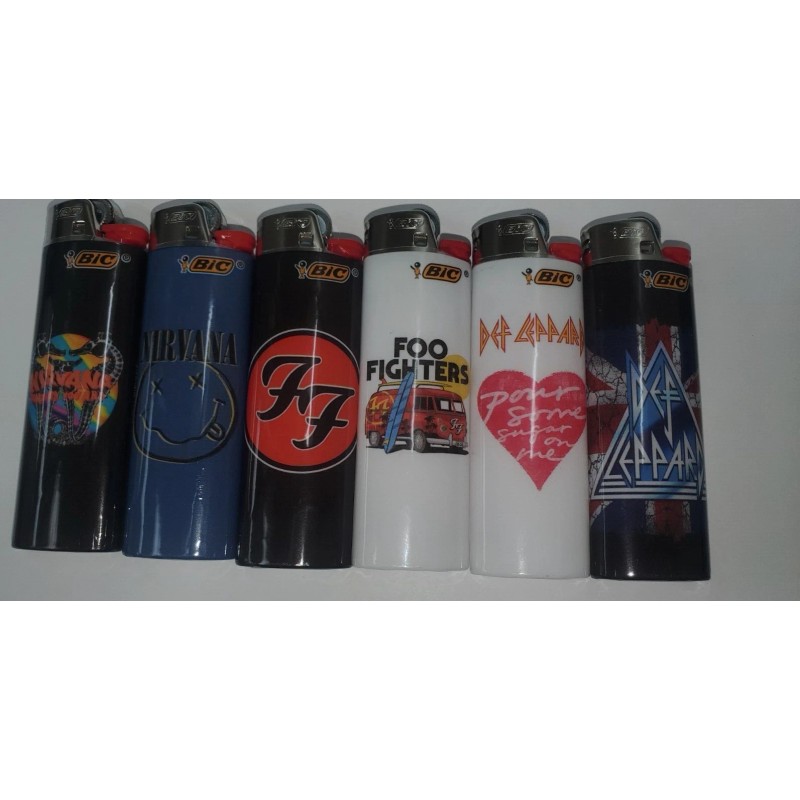 6pc SET ROCK BAND ROYALTY BIC LIGHTERS nirvana foo fighters