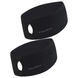 TrailHeads Women’s Ponytail Headband | Moisture Wicking Ear Band | The Power Running Headband - Black/Black - 2 Pack