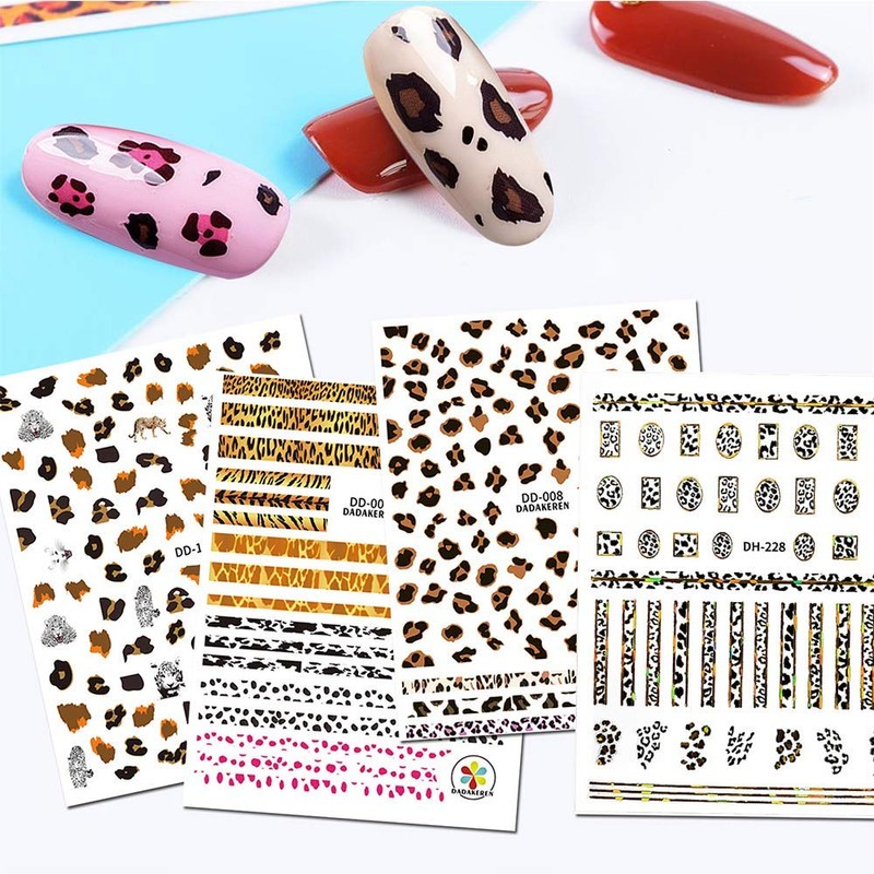 TOROKOM Leopard Pattern Nail Stickers 3D Stickers Nail Art Design