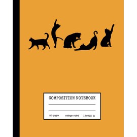 Composition Notebook: Cute Cat Notebook | Kitten Aesthetic Lined Orange Journal for Feline Lovers Girls Teens Kids School or Work | College Ruled Wide Lined