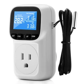 Diymore 1800W Plug in Digital Thermostat Temperature Controller Electric Thermostat Outlet Heating Cooling Control Mode Timer 120V 15A -104 ℉~210 ℉ Greenhouse with Thermostat Pool Thermometer