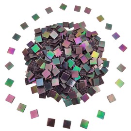 320PCS Square Iridescent Stained Glass Mosaic Tiles, 1.1LB Mosaic Tiles for DIY Crafts, 0.6" Bright Mosaic Glass Pieces for Art Craft and Home Decorations (Iridescent Purple F532, 0.6")