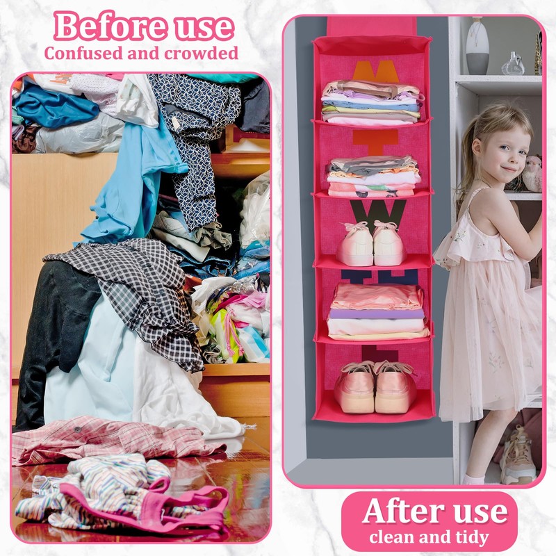 Hahafelt 2 Pcs 5 Shelf Weekly Clothes Organizer for Kids
