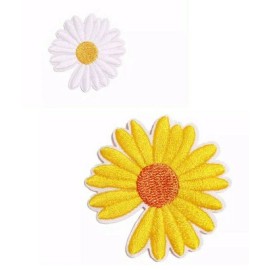 MOJOH Daisy Flower Embroidered Patch Clothing Iron on Sew on DIY