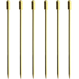 Nagao Pintxos Pick Hors D'oeuvres Pin, Round Rod, Set of 6, Gold, Made in Japan