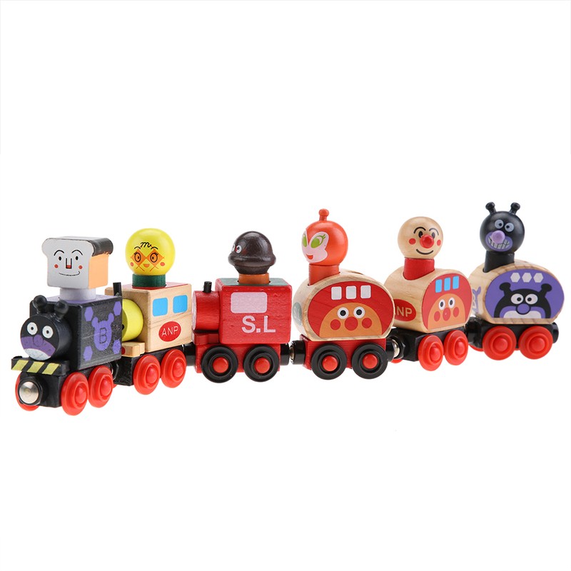 Mini Wooden Magnetic Train Set Cartoon Vehicle Blocks Children Educational