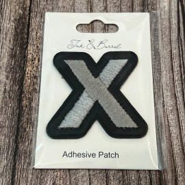 Ink & Barrel Letter “X” Adhesive Patch 2” Black/Gray