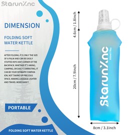 StarunXnc Portable Sports Water Bottle with Dust Cover Silicone Bite Valve Collapsible Water Bottle Soft Flask Lightweight Foldable Running Hydration Flask for Bicycling Climbing