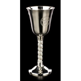 Figuren Shop GmbH Small Ceremonies Chalice with Pentagram Engraving 40 ml | Metal Drinking Goblet Ceremonial Decoration
