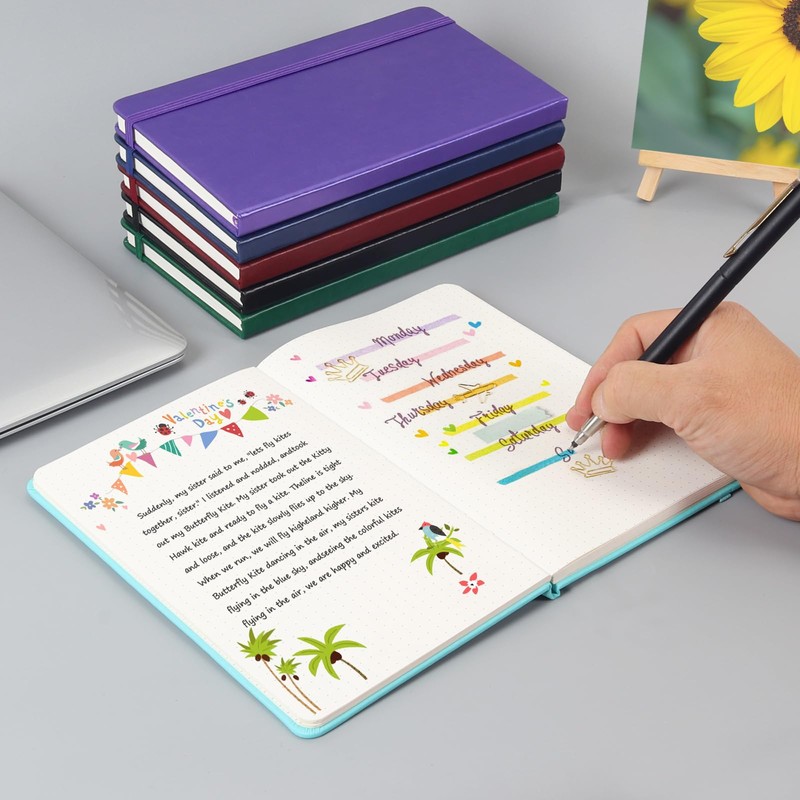 FLEEKOOL Bullet Dotted Journal Notebook, Leather Dotted Notebook with 100gsm