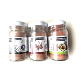 Paquete de 3 sal mexicana Kit de sal de gusano sal chapulin y sabor sorpresa 2.12 oz mezcal agave worm and saltamontes sal con sabor libre sal