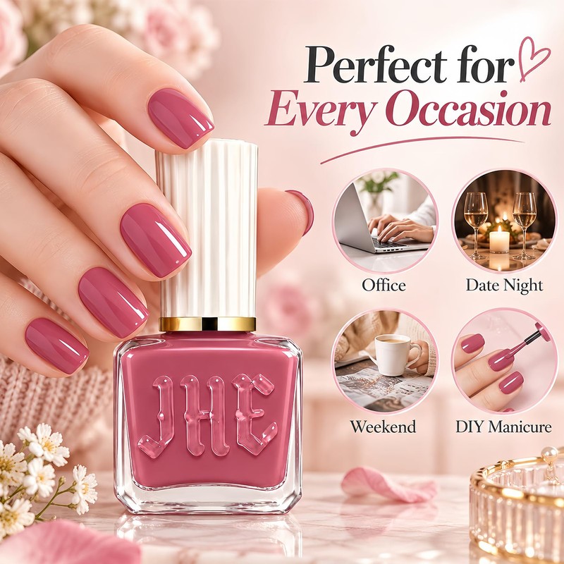 Dusty Rose Nail Polish, No UV Lamp, Air Dry, Long-Lasting