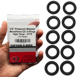 Captain O-Ring - Power Pressure Washer O-Rings for 1/4" Quick Coupler, High Temperature Viton FKM (10 Pack)