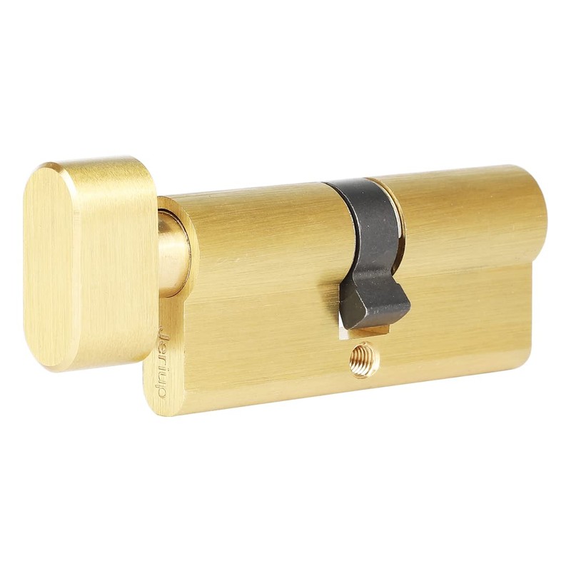 Jeriup Brass Euro Cylinder, 60mm (30/30), Single Open, Anti-Theft, 5