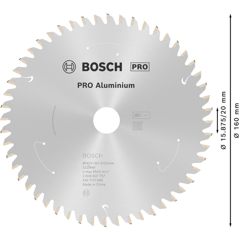 Bosch 1x PRO Aluminium Circular Saw Blade for Cordless Hand-Held