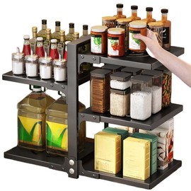 Mnftive adjustable Pot and Pan Organizer for Cabinets - Heavy Duty No Drill Storage Rack, Fits 20 Inch Deep Shelves, Space Saving Under Shelf Design (each layer Max Load 15lbs)