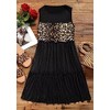 LANMERTREE Leopard Color Block Ruffled Sleeveless Mini Dress Womens Casual