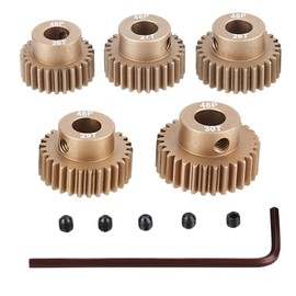 JIECHUN 48DP Pinion Motor Gear Set - 26T 27T 28T 29T 30T Premium 7075 Aluminium Alloy for 1/10 RC Model with 5mm Shaft