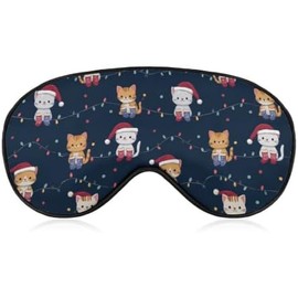 Soft Travel Sleep Eye Mask, Compact Lightweight Accessory for Travel and Daily Use - Christmas Cats Sleep Mask Eye