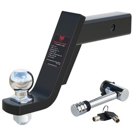 TYT Trailer Hitch Mount with 2" Chrome Ball&Lock, Fits 2-in Receiver, 7,500 lbs (6-Inch Drop)