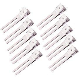 10 Pack Double Prong Pin Curl Clips, Duck Billed Hair Clips for Hairdressing Setting Section Clips, 1.8" Silver Rustproof Metal Curl Hair Clips for Hair Styling, Hair Coloring, Hair Sectioning