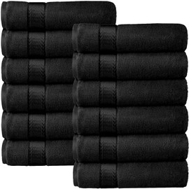 Canadian Linen Luxury Washcloths Set, 12 Pieces Face Towels 12"x12" 475 GSM Aegean Turkish Cotton Bathroom Towels Soft Absorbent Face Cloth Lightweight Wash Cloths - Charcoal Grey