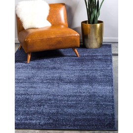 Unique Loom Del Mar Collection Area Rug- Modern Transitional Inspired Tonal Design (5' 0 x 8' 0 Rectangular, Navy Blue/ Blue)