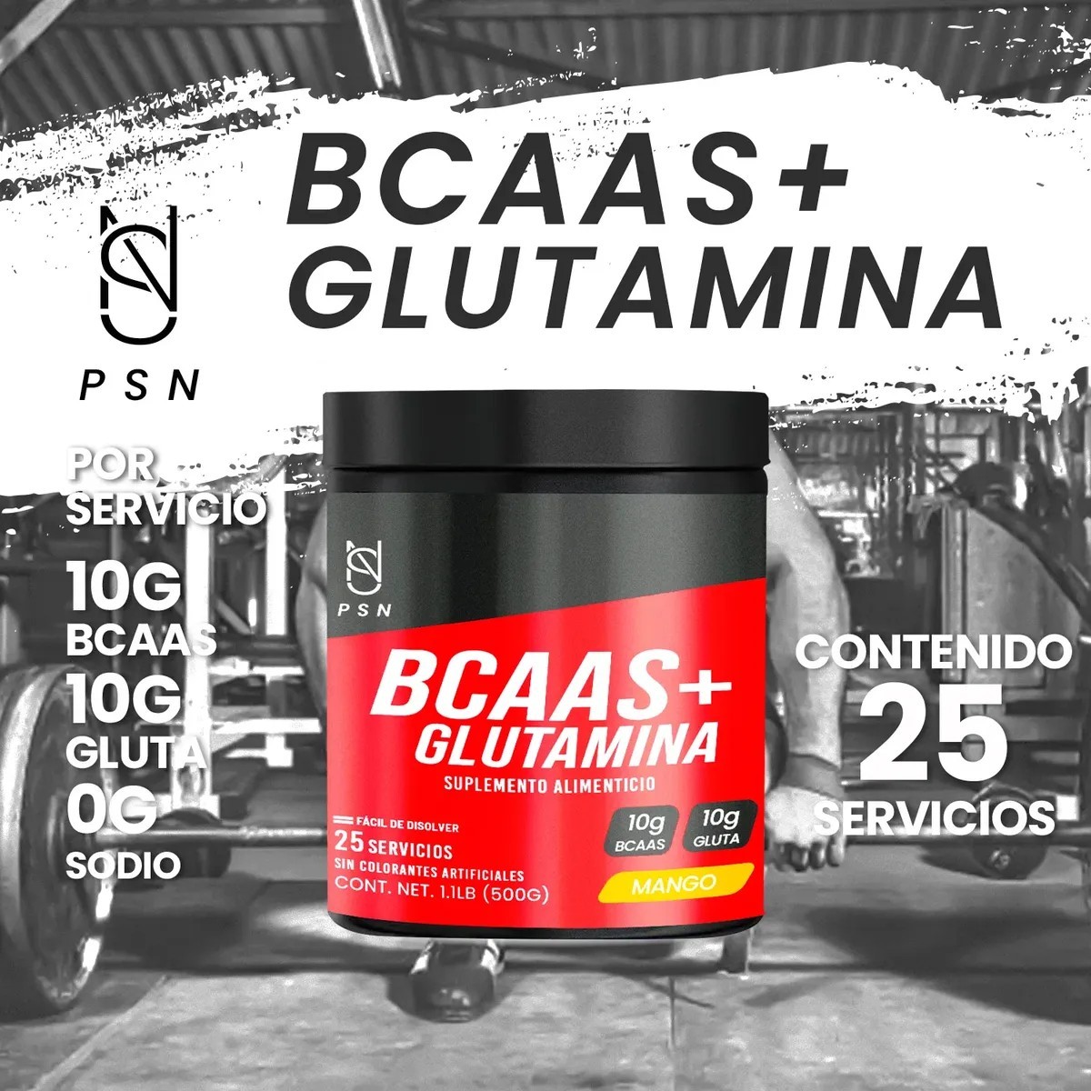 Bcaas  Glutamina Aminoácidos Psn 500g Varios Sabores