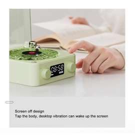 Waves Player, Waves Bluetooth Speaker with Ambient Light & Display Screen, Portable Stereo Sound Vintage Record Player Speaker, for Bedroom,Office,Party,Relaxing,Christmas (Green)