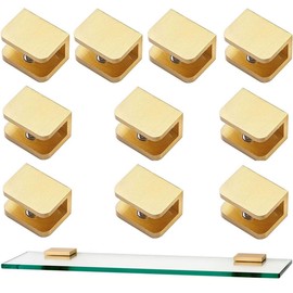 Pack of 10 LukLoy Glass Clamp for 10-12mm Glass, No-Drill-in-Glass Glass Holder Bracket Gold Glass Clip Clamp Support (Gold, 10)