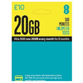 EE Pay As You Go 3-in-1 SIM card