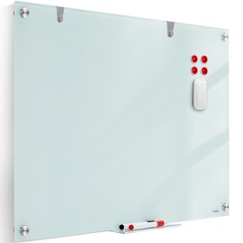 Glass Whiteboard Dry Erase Board - TANKEE Magnetic Glass White Board 36 x 24 Inches, Modern Large Frameless Tempered Glass Board for Wall, Office, Home, Shops Decor, with Marker Tray, 3' x 2'