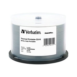 Verbatim CD-R 700MB 52X DataLifePlus White Thermal Printable, Hub Printable - 50pk Spindle