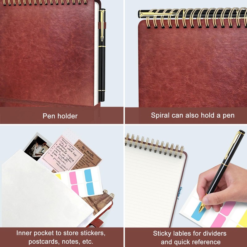 EVNEED 2 Pack Top Spiral Notebook, A4 Hardcover Top Bound