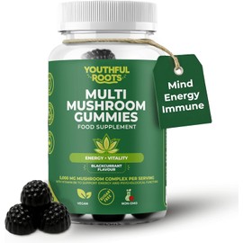 6-in-1 Multi Mushroom Gummies with Vitamin B6 – Focus, Energy & Vitality – Vegan & Sugar-Free – 60 Gummies - for Kids and Adults