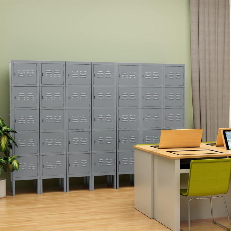 Yizosh Metal Locker with 5 Doors, Tall Steel Storage Lockers