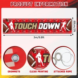 AKAIXI Large 9.8×2 ft Red Yellow and Black Touchdown Banner Decor