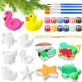 Suzile 40 Pcs DIY Painting Gifts Arts and Crafts Painting Kit Includes Paint Own Plaster Stones with Paints Brushes, Plaster Drawing Kits for Holiday DIY Activities Gifts