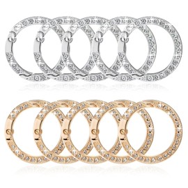 Round Carabiner, 2 Colors, Set of 10, Key Ring, Rhinestone, Sparkle, Carabiner, Stylish, Spring Hook, Key Holder, Zinc Alloy, Bag Charm, Bag Decoration, Outdoor, Keys, Crafts, Repair, Replacement
