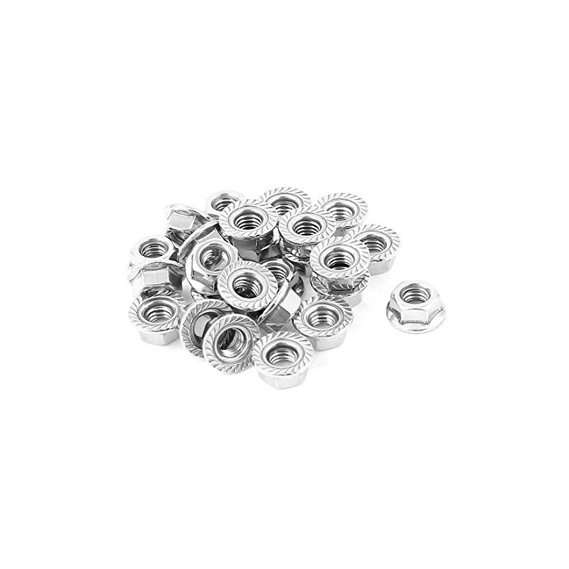 M6 x 1mm Thread 304 Stainless Steel Serrated Flange Metric