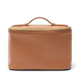 Leatherology Cognac Leatherology Medium Train Case - Spacious design, Mesh pockets with Water-resistant Lining