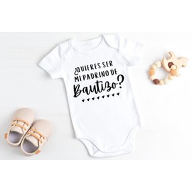 Quieres ser mi padrino de Bautizo? | Godparent proposal Gift in spanish | Baby Christening Bodysuit | Godfather Gift (6-9 Months)