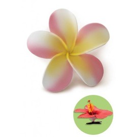 Plumeria Clip Foam Flower - Pink & Yellow