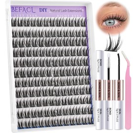 Natural Lash Clusters Wispy Cluster Eyelash Extensions Waterproof Individual Lashes 12&13mm Short Eyelash Clusters Manga Lashes Clusters Kit(132Pcs,C Curl)
