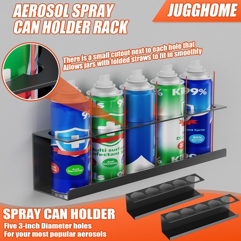 JUGGHOME 2 Pack Spray Can Holder,Wall Mount Spray Bottle Holder,Heavy-Duty