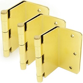 3.5 Inch Swing Clear Offset Door Hinge 3-Pack - Polished Brass 1/4 Inch Radius