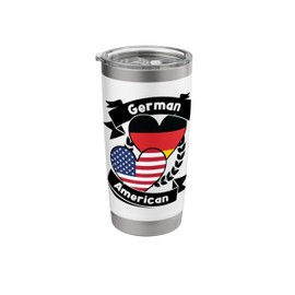 German American Hearts USA Flag Germany Flag Stainless Steel Insulated Tumbler
