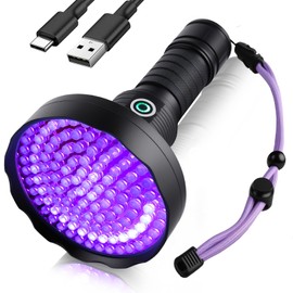 Grace Marci Rechargeable UV Flashlight,128 Led 395nm Black Light, Pet Urine & Stain Detector for Dog/Cat, Bed Bugs, Curing Resin, Durable and Long Lasting