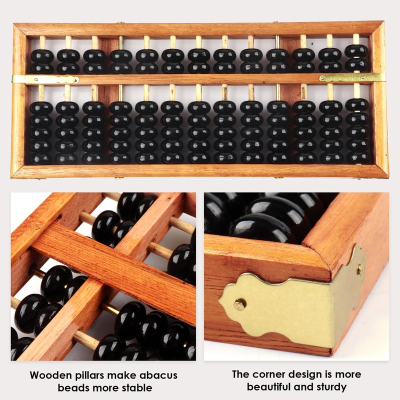 Happy Will Vintage Chinese Wooden Abacus Soroban Arithmetic Calculating Tool